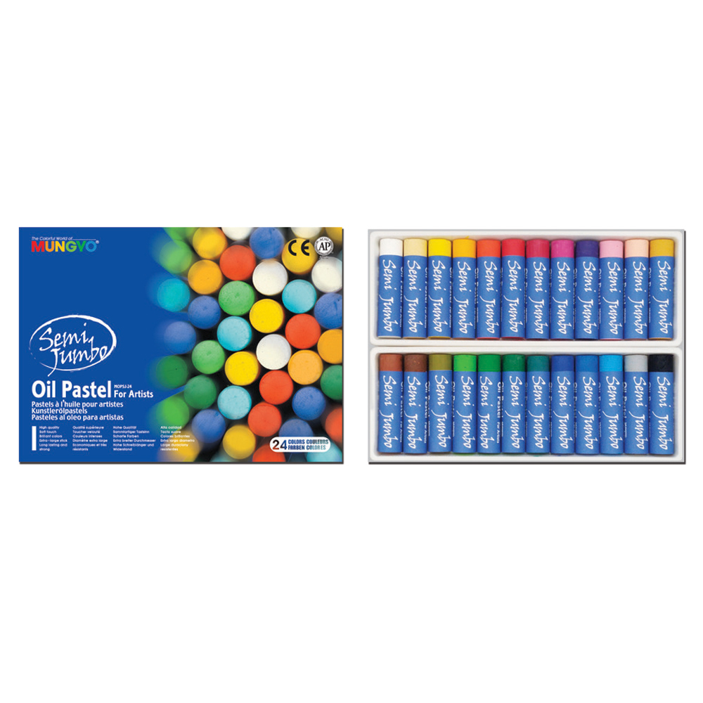 Mungyo Gallery Semi-Jumbo Oil Pastels Set of 24, Assorted Colors