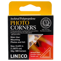Lineco Self Adhesive Polypropylene Corners (L533-0035) 3.17cm full view. Box of 250
