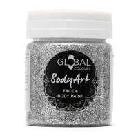 Global Body Art Glitter Gel 45ml - Silver Glitter