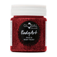 Global Body Art Glitter Gel 45ml - Red Glitter                                                                      