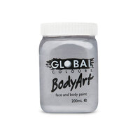 Global Body Art Paint 200ml - Metallic Silver                                                               
